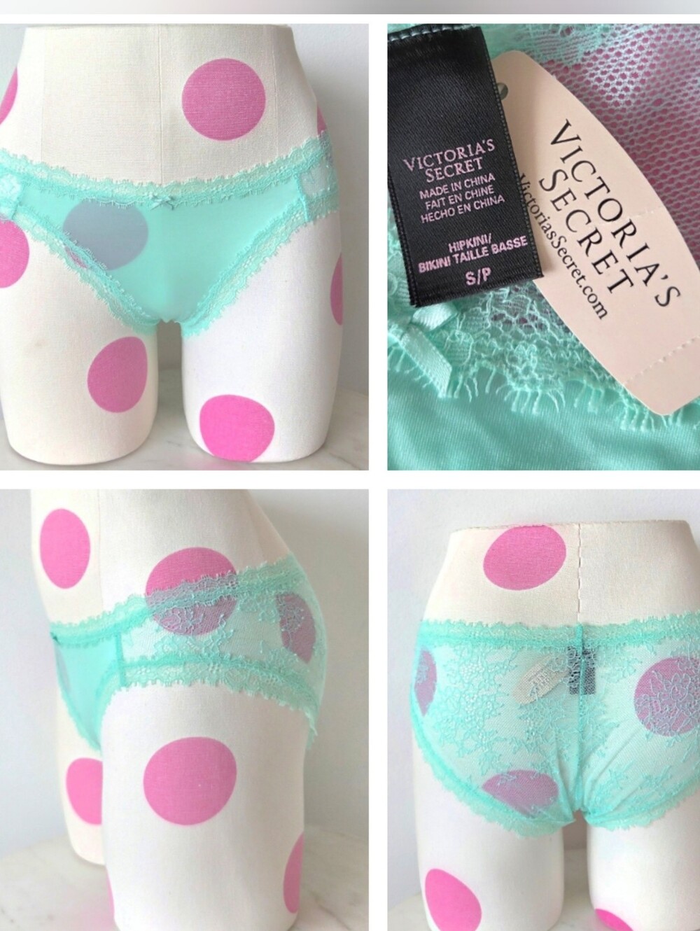 Victoria's Secret VTG Very Sexy Teal Green Hipkini Panty NWT Lace Embroidered